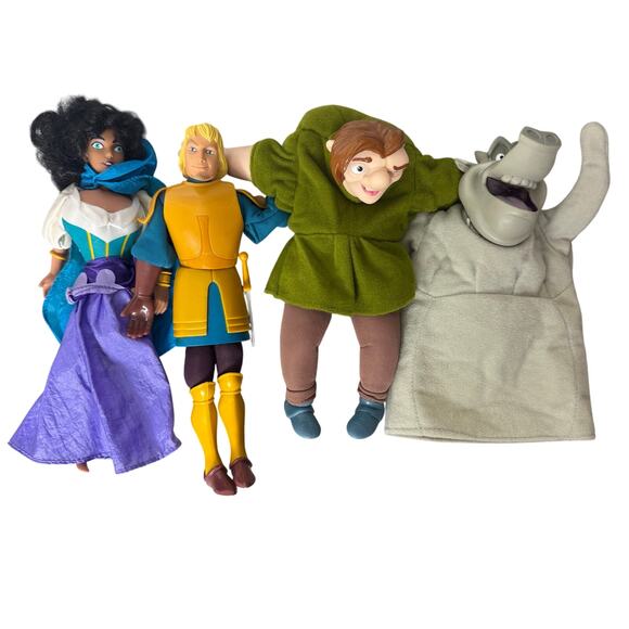 Disney Vintage Hunchback Of Notre Dame Puppets Burger King Toys 4 Dolls Gift 90s - Picture 1 of 5